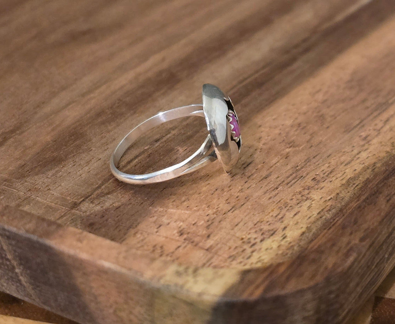 Sterling & Hot Pink Opal Ring