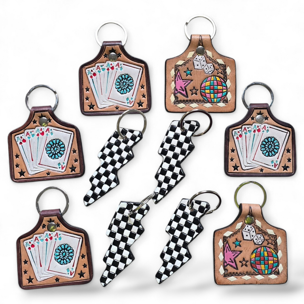 Hand Painted Leather Key Chains