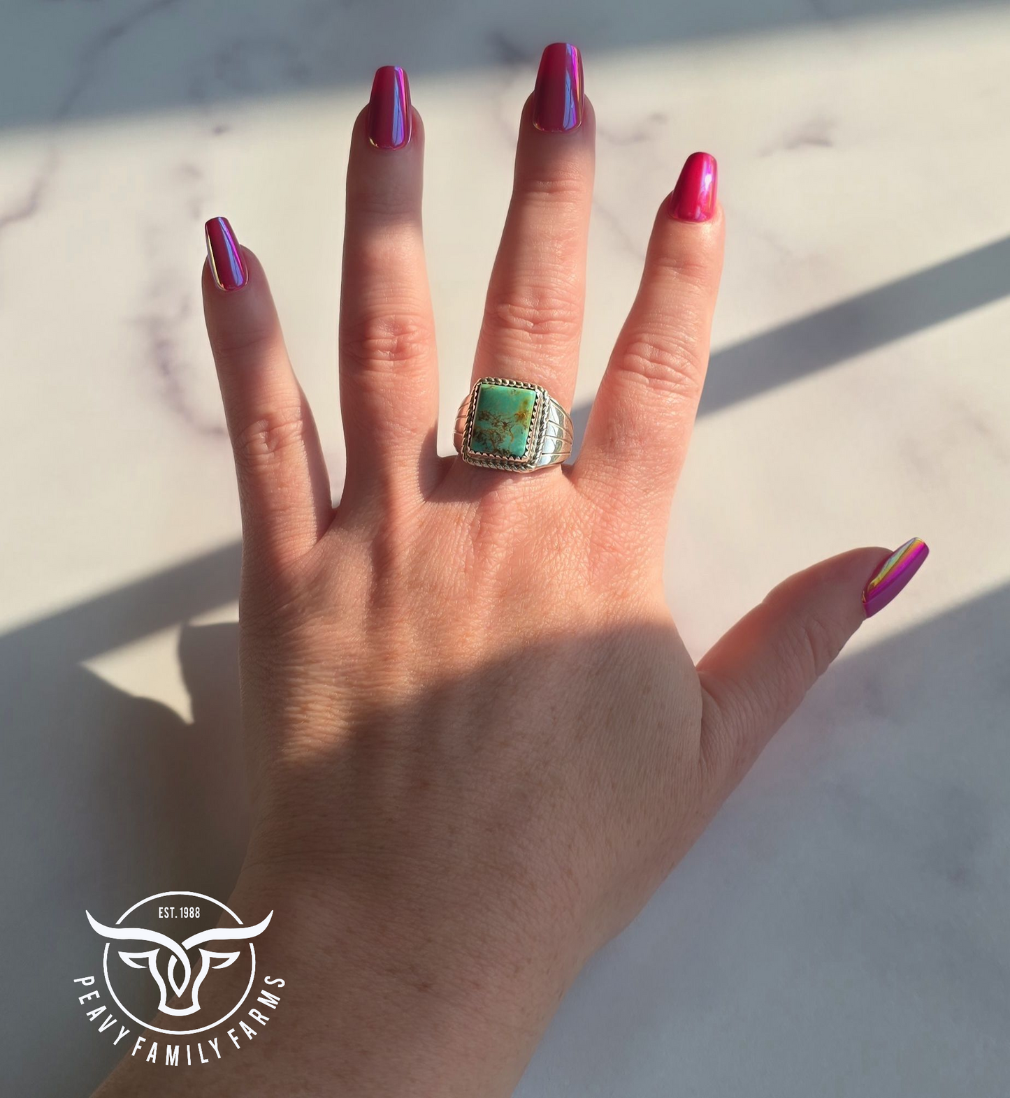 Kingman Turquoise and Sterling Ring Size 9.5