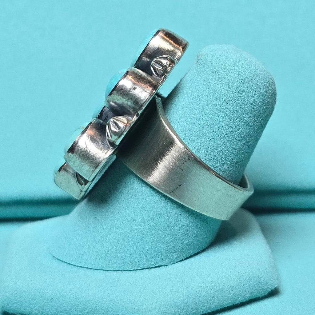 Kathleen Livingston Lone Mountain Turquoise Cluster Ring Size 8 (Thick Band)