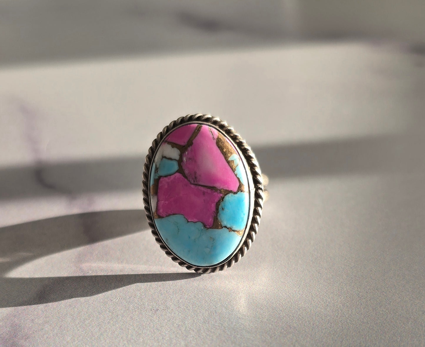 Cotton Candy Dahlia and Sterling Adjustable Ring *Includes a FREE Gift With Purchase