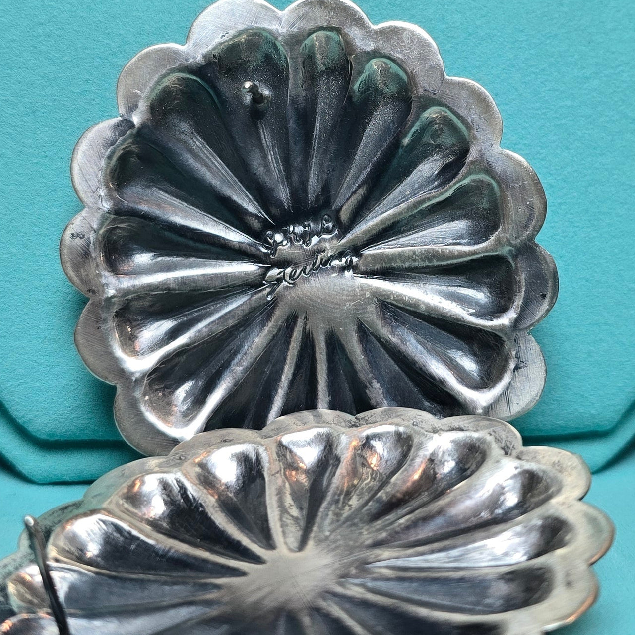 Glen Livingston Sonoran Mountain Turquoise Sterling Silver Repoussé Earrings