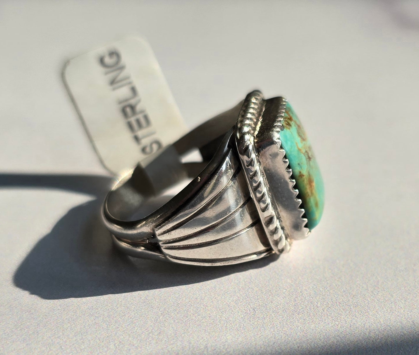 Kingman Turquoise and Sterling Ring Size 9.5