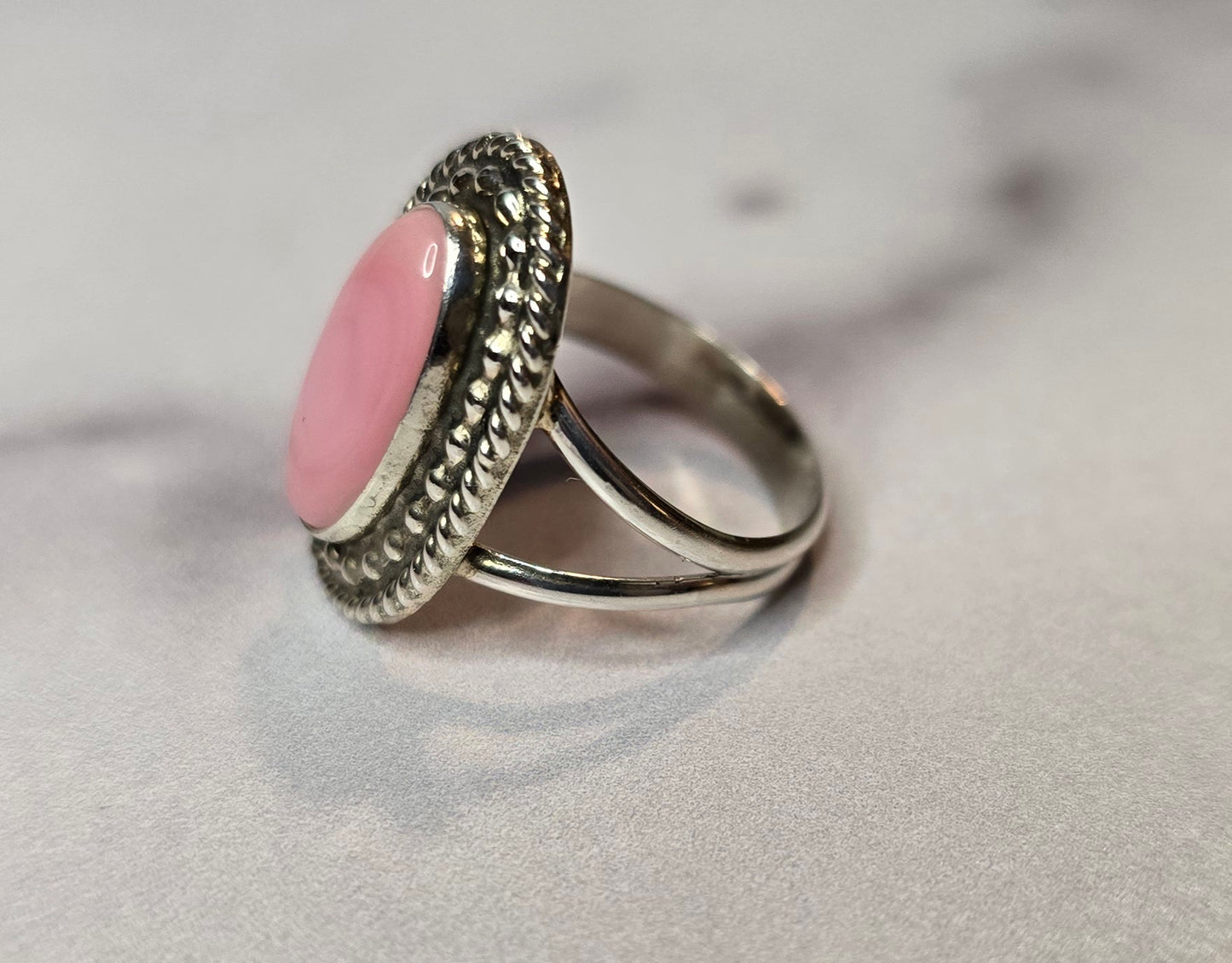 Pink Conch and Sterling Size 6.25