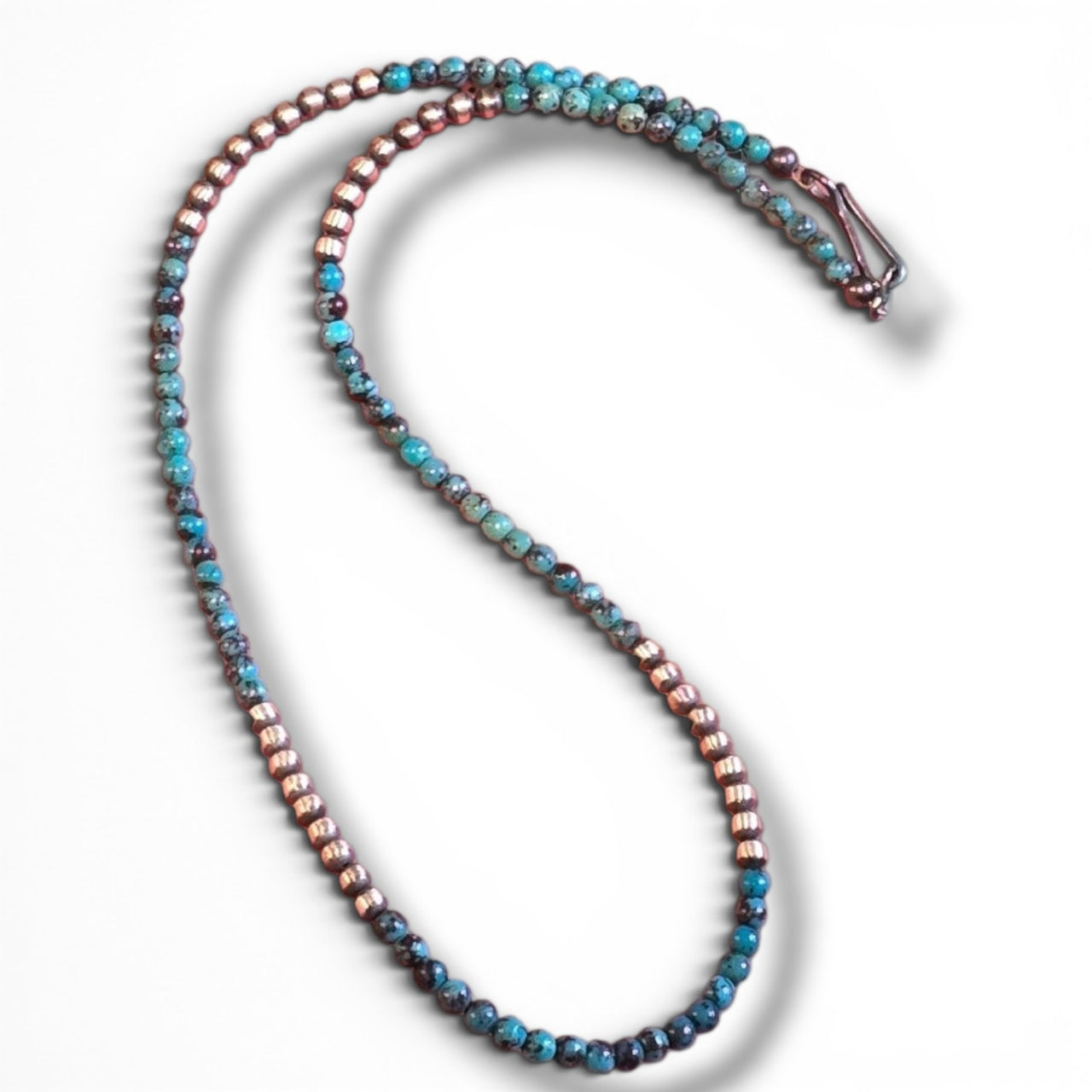 Turquoise & Sterling Pearl Necklace 14 inches