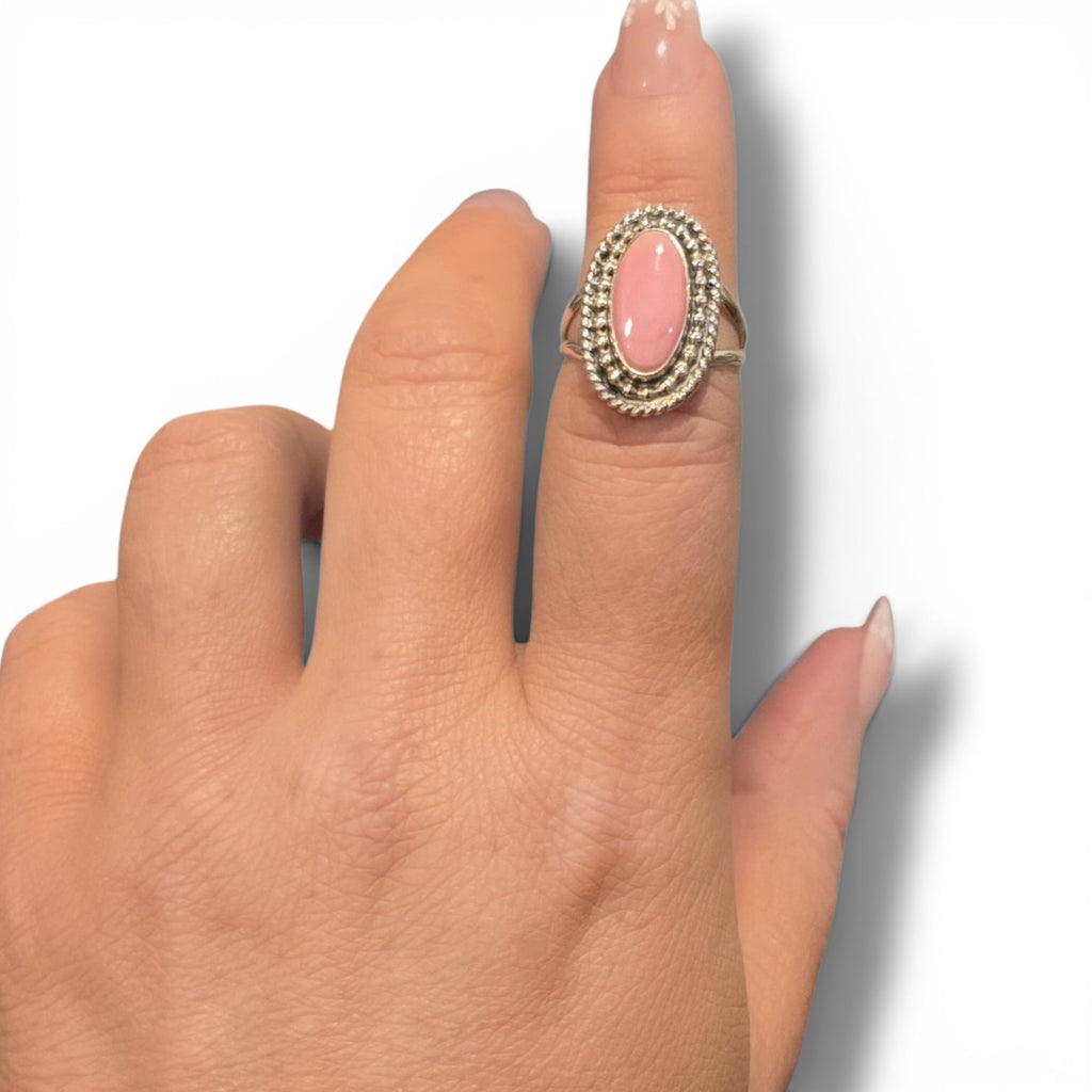 Native Made Pink Conch & Sterling Ring Sizes 6.5 & 7.5