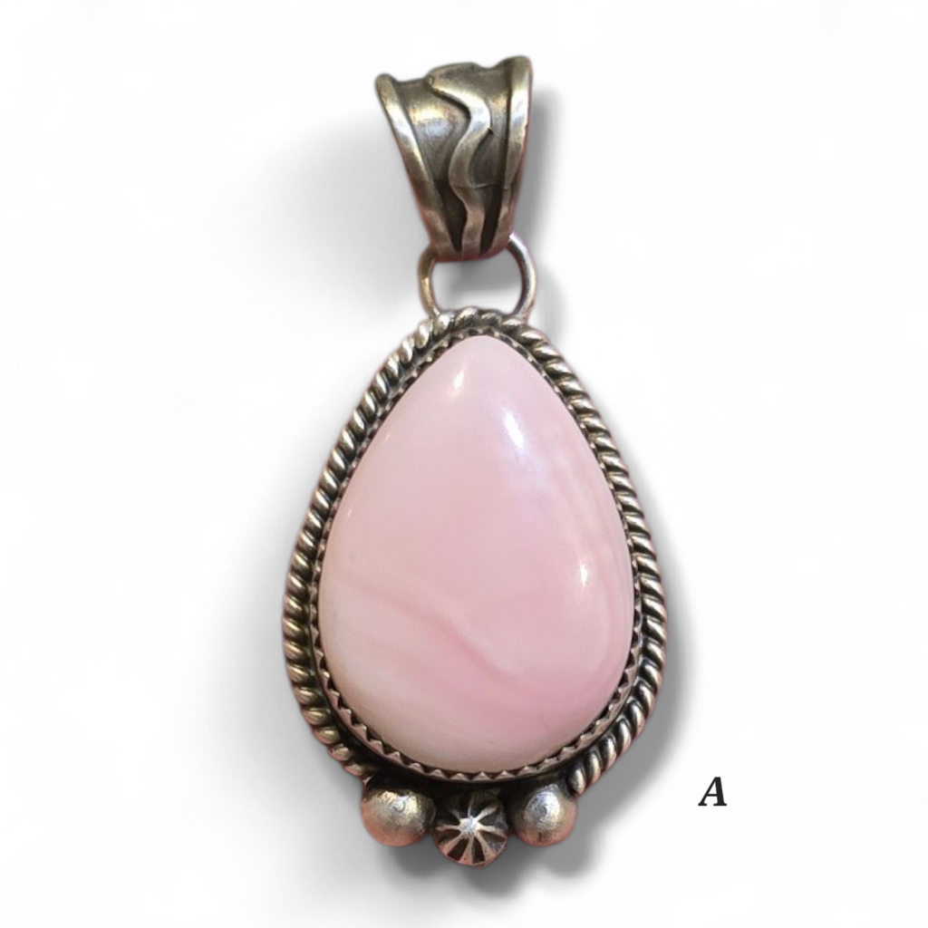 Native Made Pink Conch & Sterling Pendant