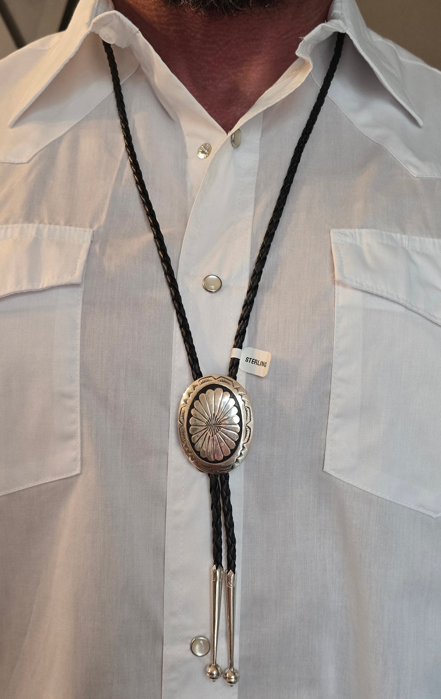 Leather and Sterling Bolo