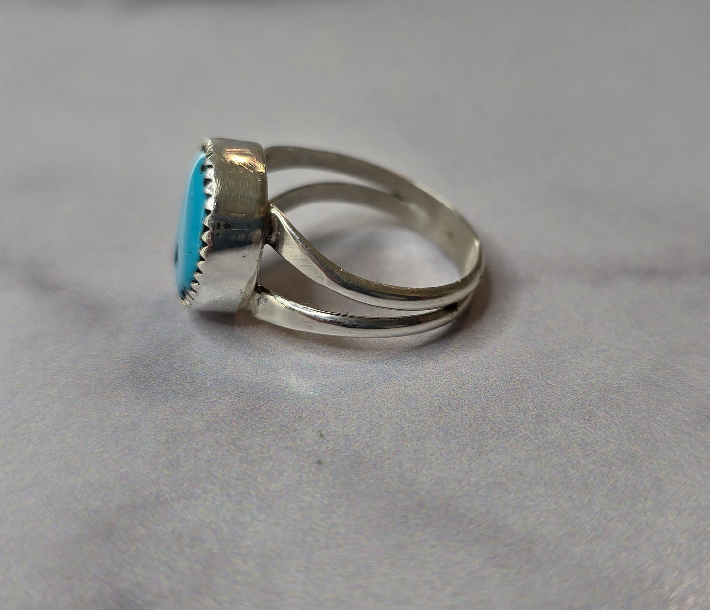 Kingman Turquoise and Sterling Ring Size 8.75