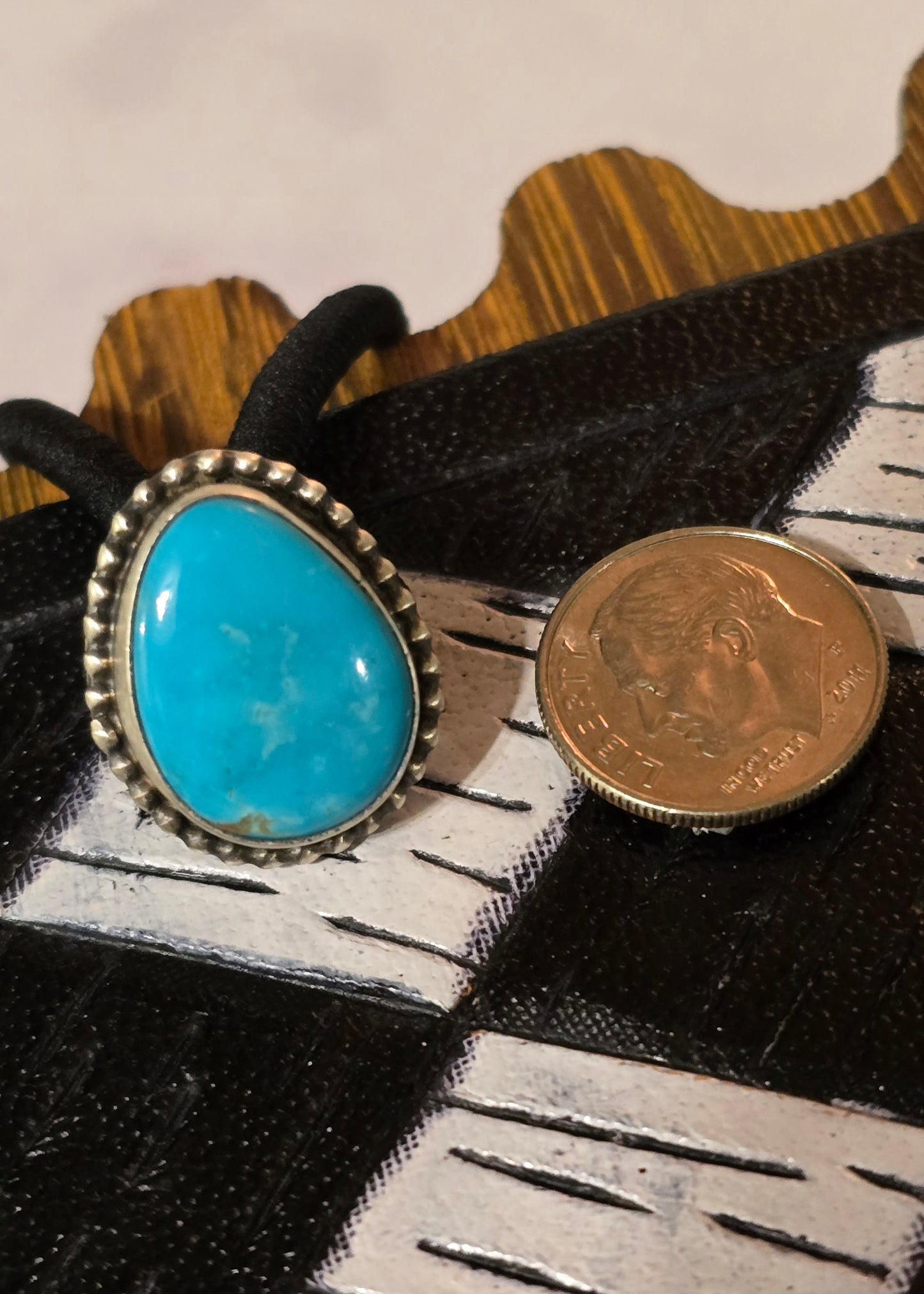 Kingman Turquoise and Sterling Hair Tie