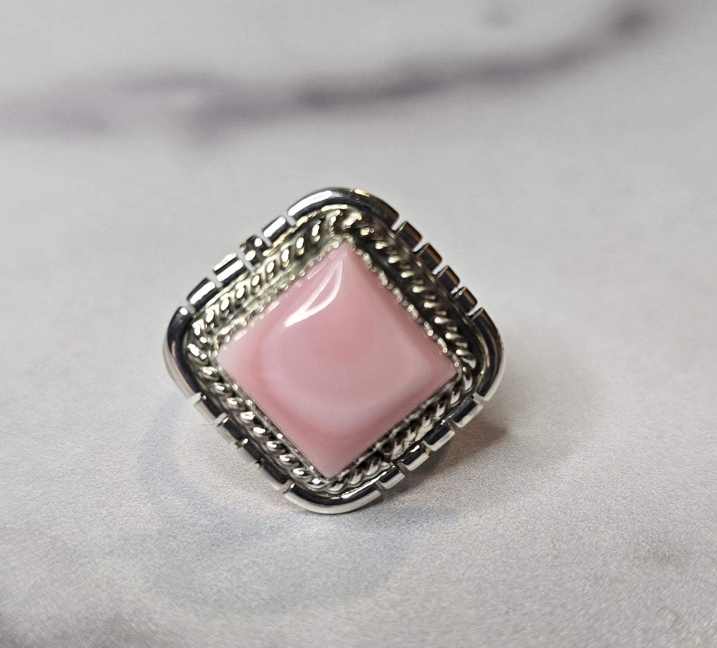 Pink Conch and Sterling Size 6.5