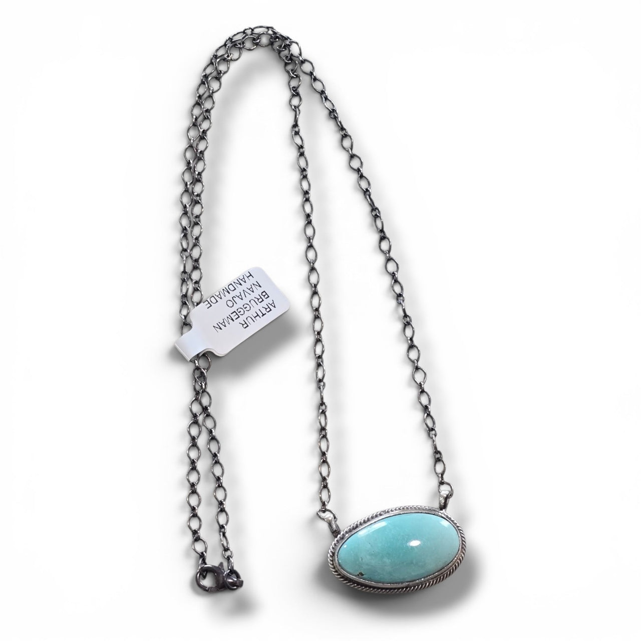 Arthur Bruggeman White Water Turquoise & Sterling Necklace