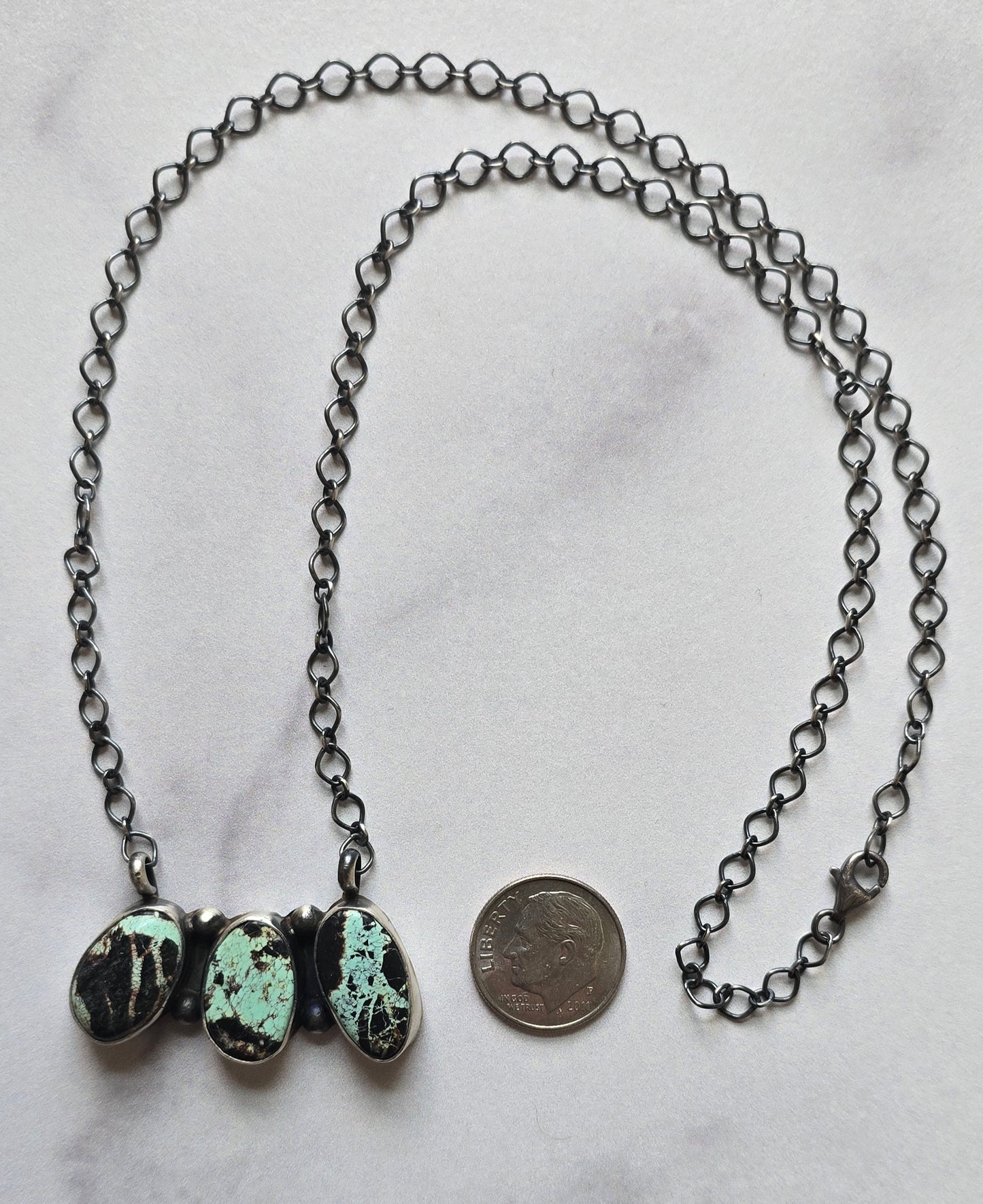 Native Made Black Jack and Sterling Necklace