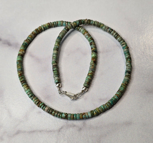 Turquoise and Sterling Necklace 16 inches