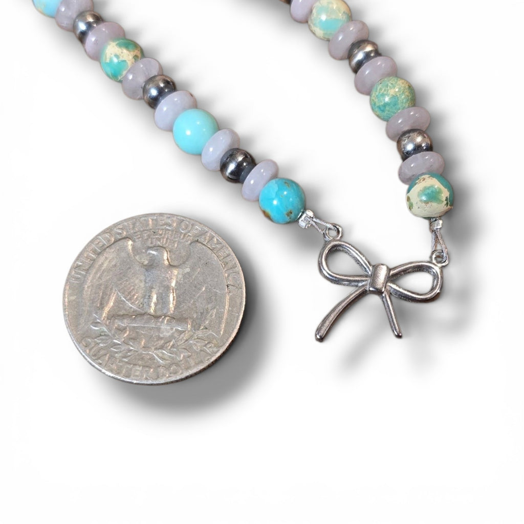 Bow Sterling Pearl Necklace 19 - 20 inches