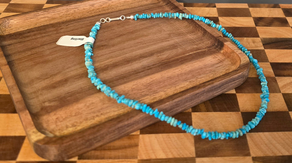 Turquoise and Sterling Necklace 16 inches