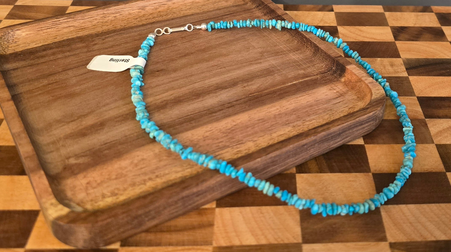 Turquoise and Sterling Necklace 16 inches