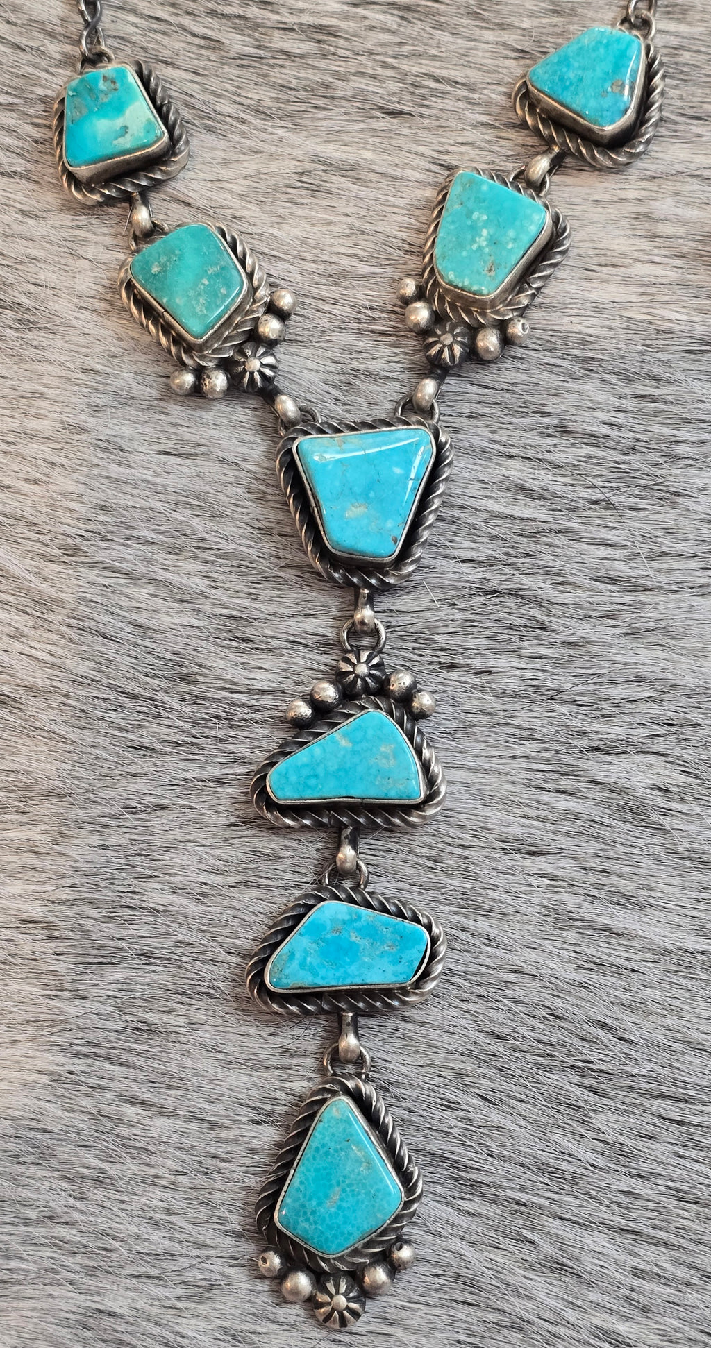 Eli Skeets Kingman Turquoise, Sterling Lariat & Earrings Set