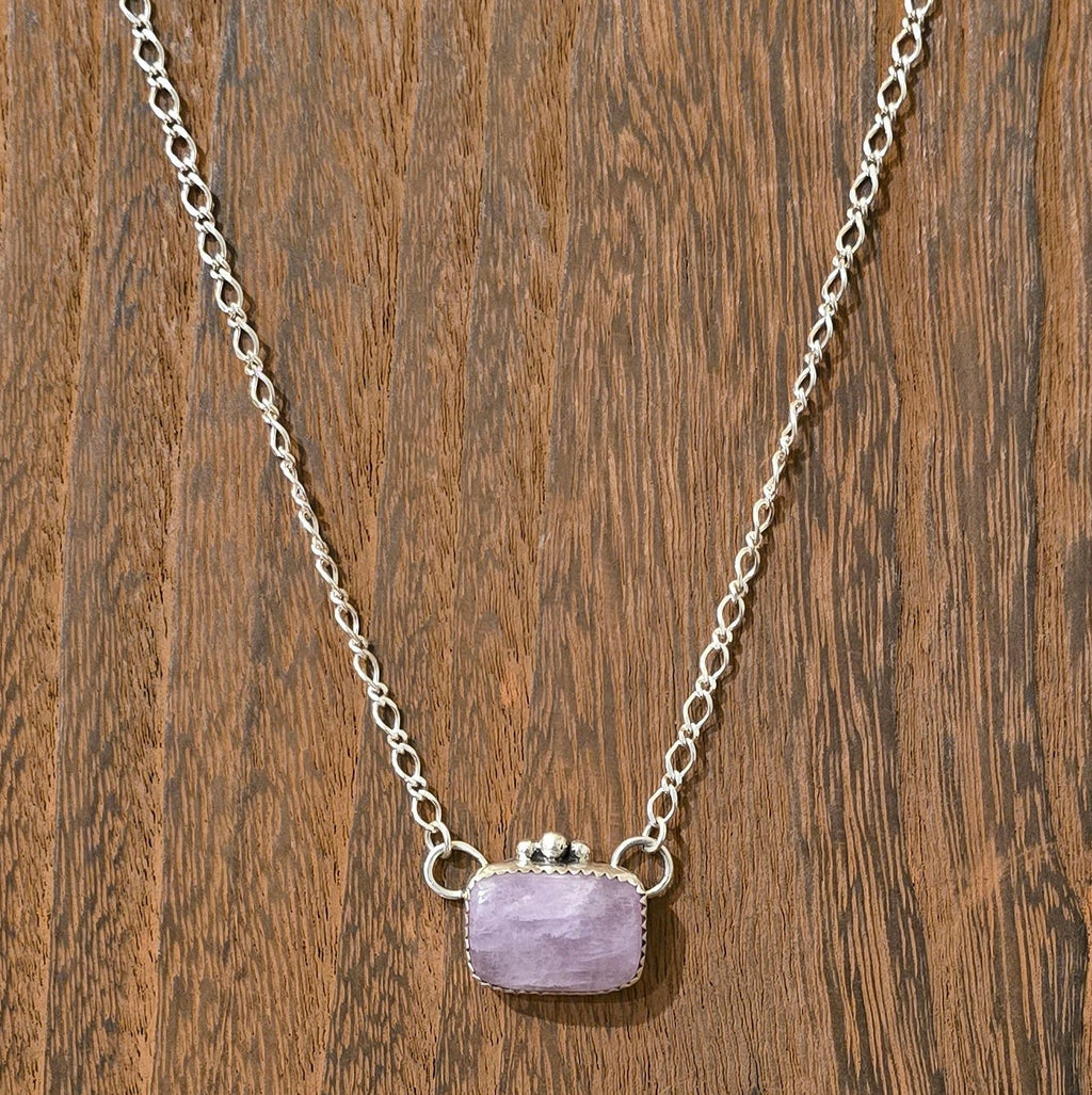 Kunzite & Sterling Bar Necklace