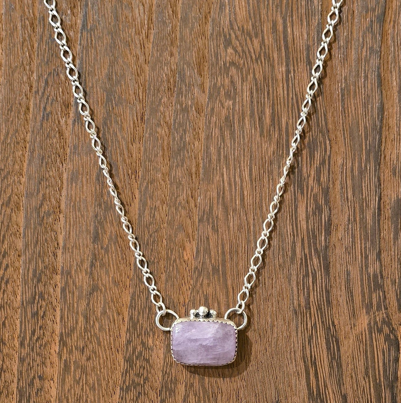 Kunzite & Sterling Bar Necklace