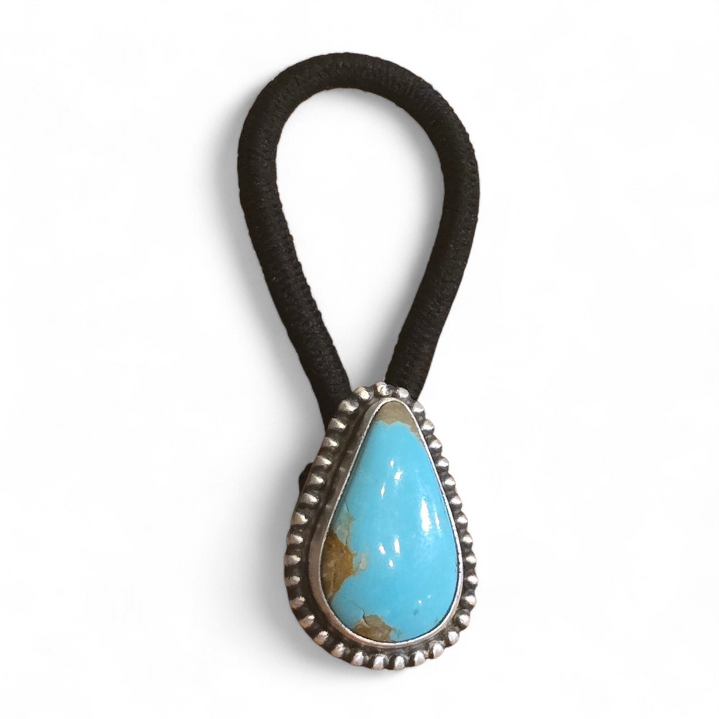 Kingman Turquoise & Sterling Hair Tie