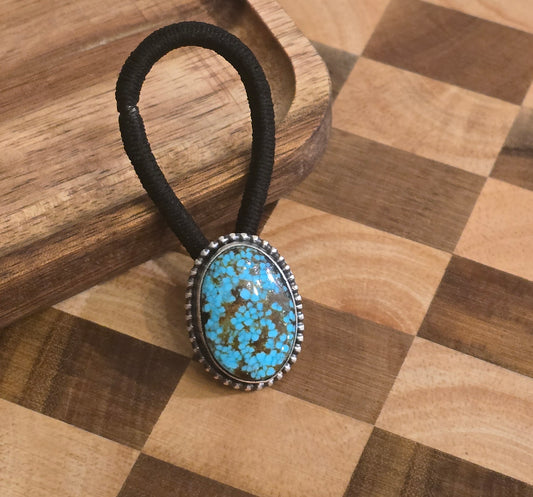Kingman Turquoise and Sterling Hair Tie