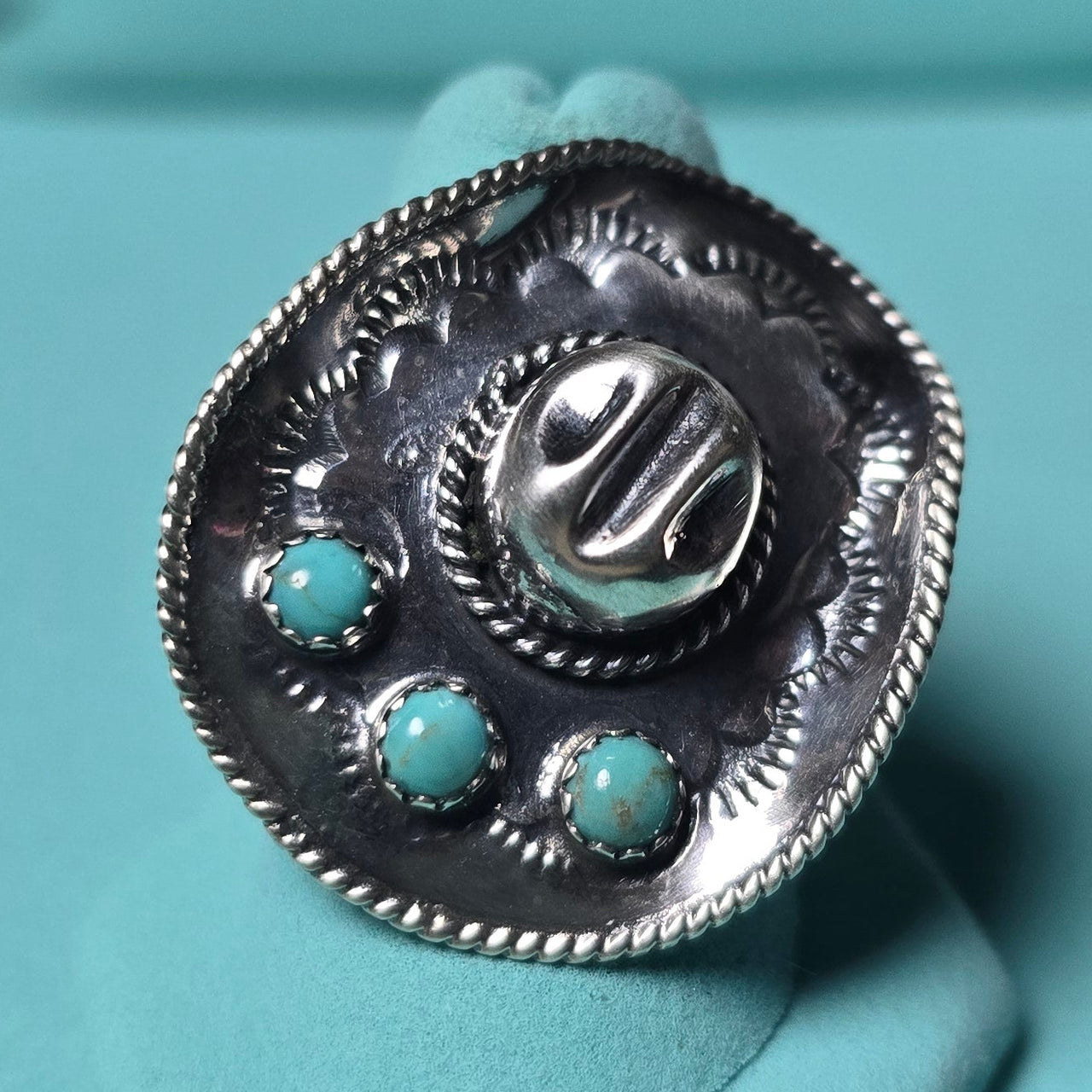 Bobby Platero Cowboy Hat Ring Size 8