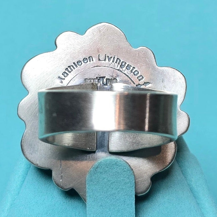 Kathleen Livingston Lone Mountain Turquoise Cluster Ring Size 8 (Thick Band)