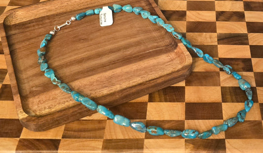 Genuine Turquoise & Sterling Necklace 20 inches