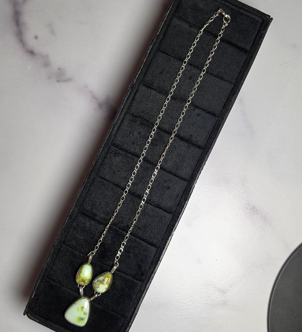 Native Made Palomino & Sterling Necklace 19 inches max