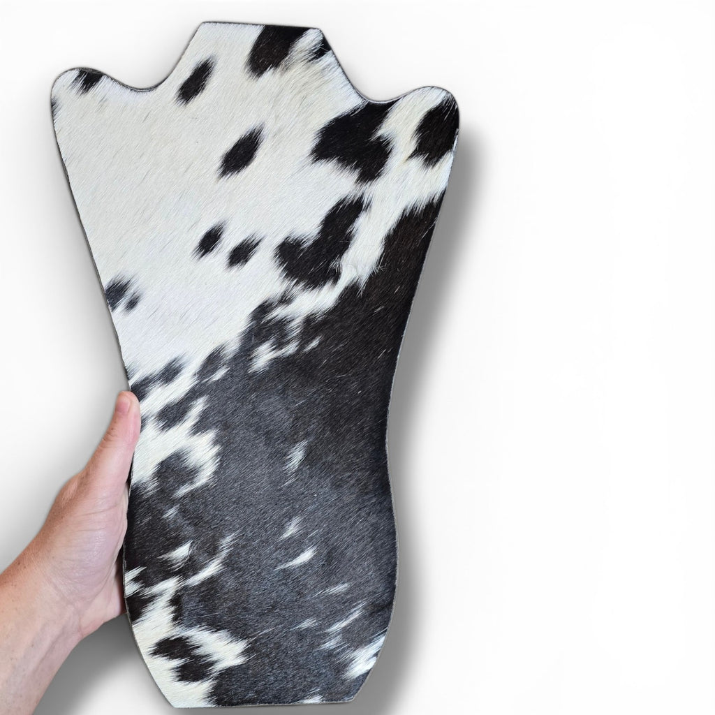 Black & White Hide With Leather Back Necklace Stand