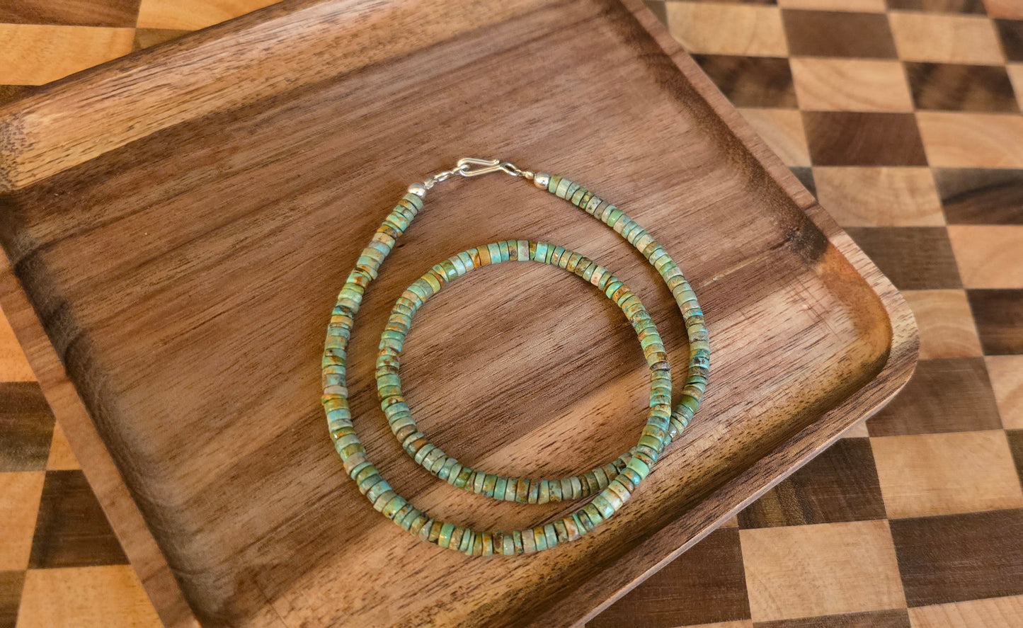 Turquoise and Sterling Necklace 16 inches