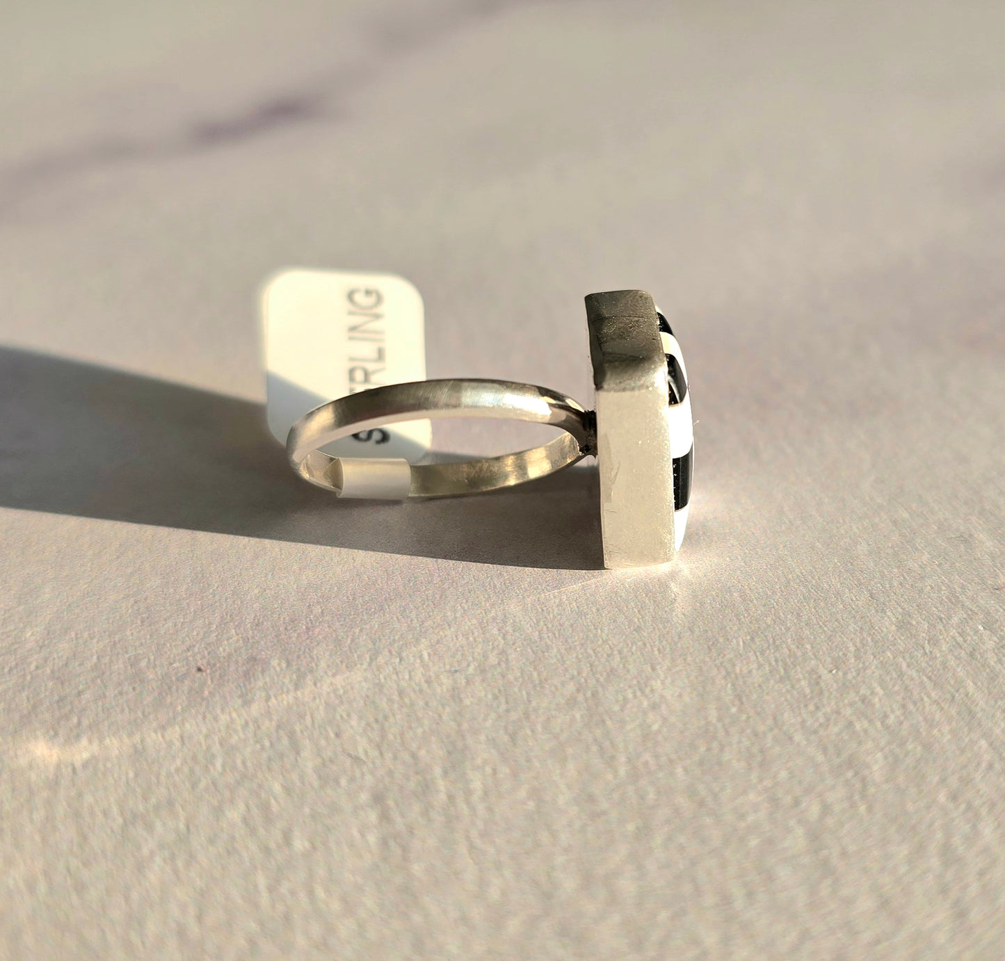 Black & White Checkered Ring Size 8.5