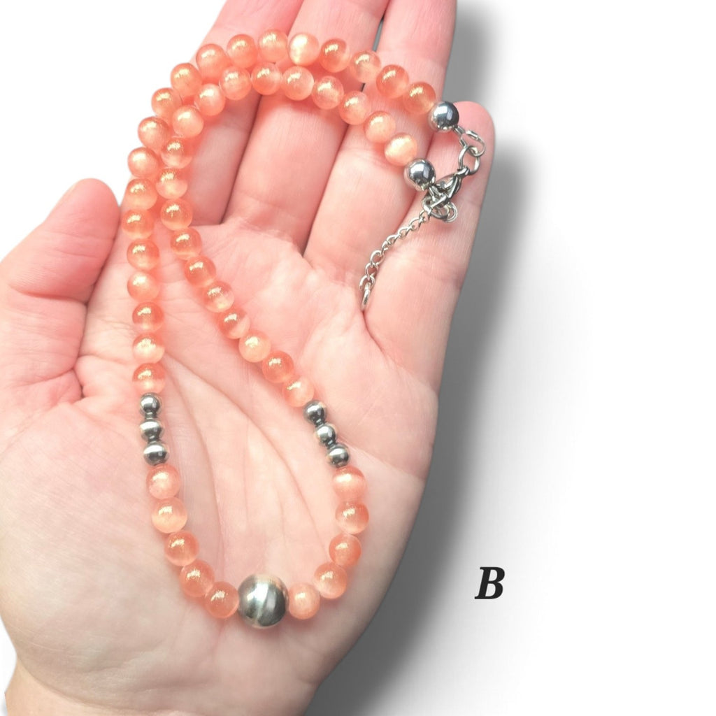 10mm Sterling Pearl & Gemstone Necklaces 15-16 inches