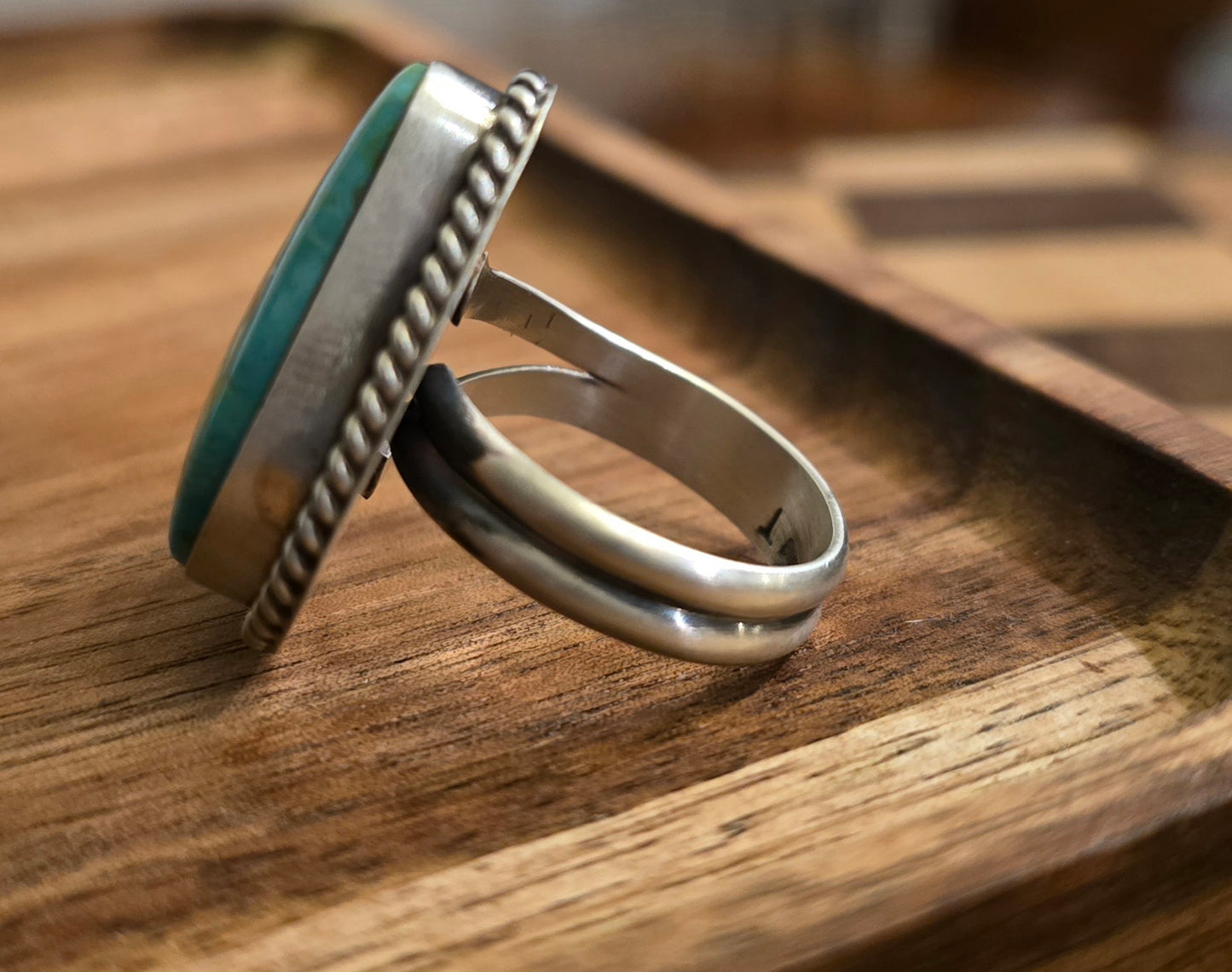 Kingman Turquoise and Sterling Adjustable Ring