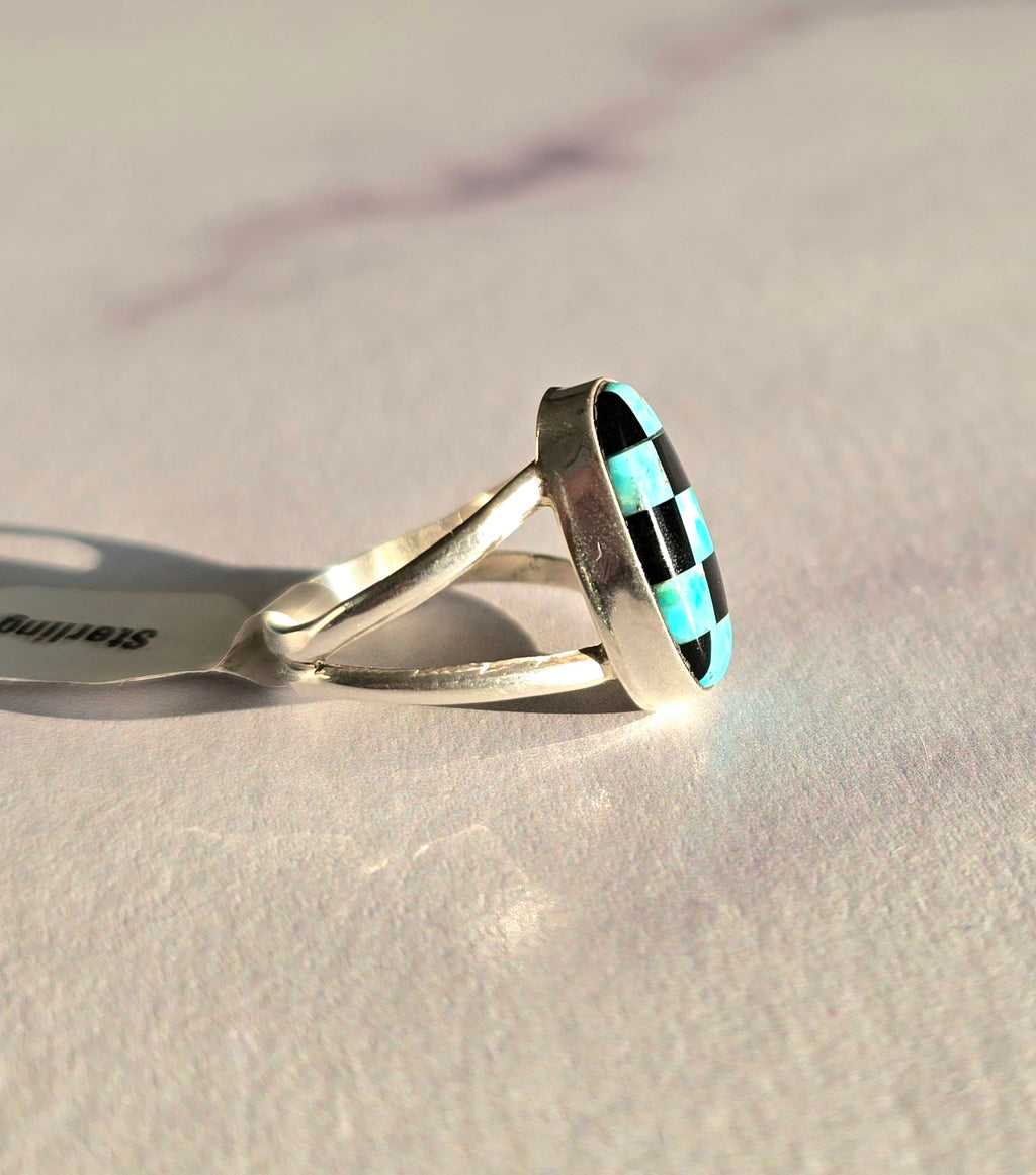 Turquoise Checkered Ring