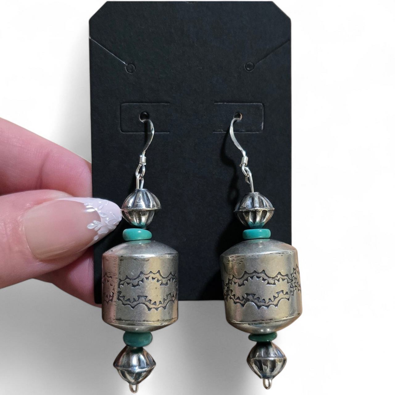 Malena Joe Navajo Pearl Barrel Bead & Turquoise Earrings