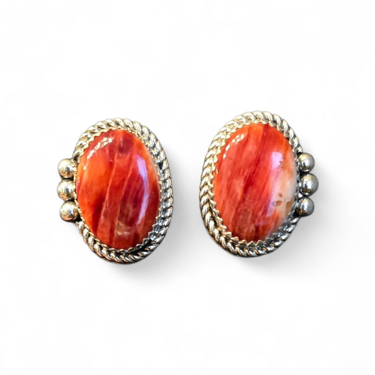 Red Spiny & Sterling Earrings