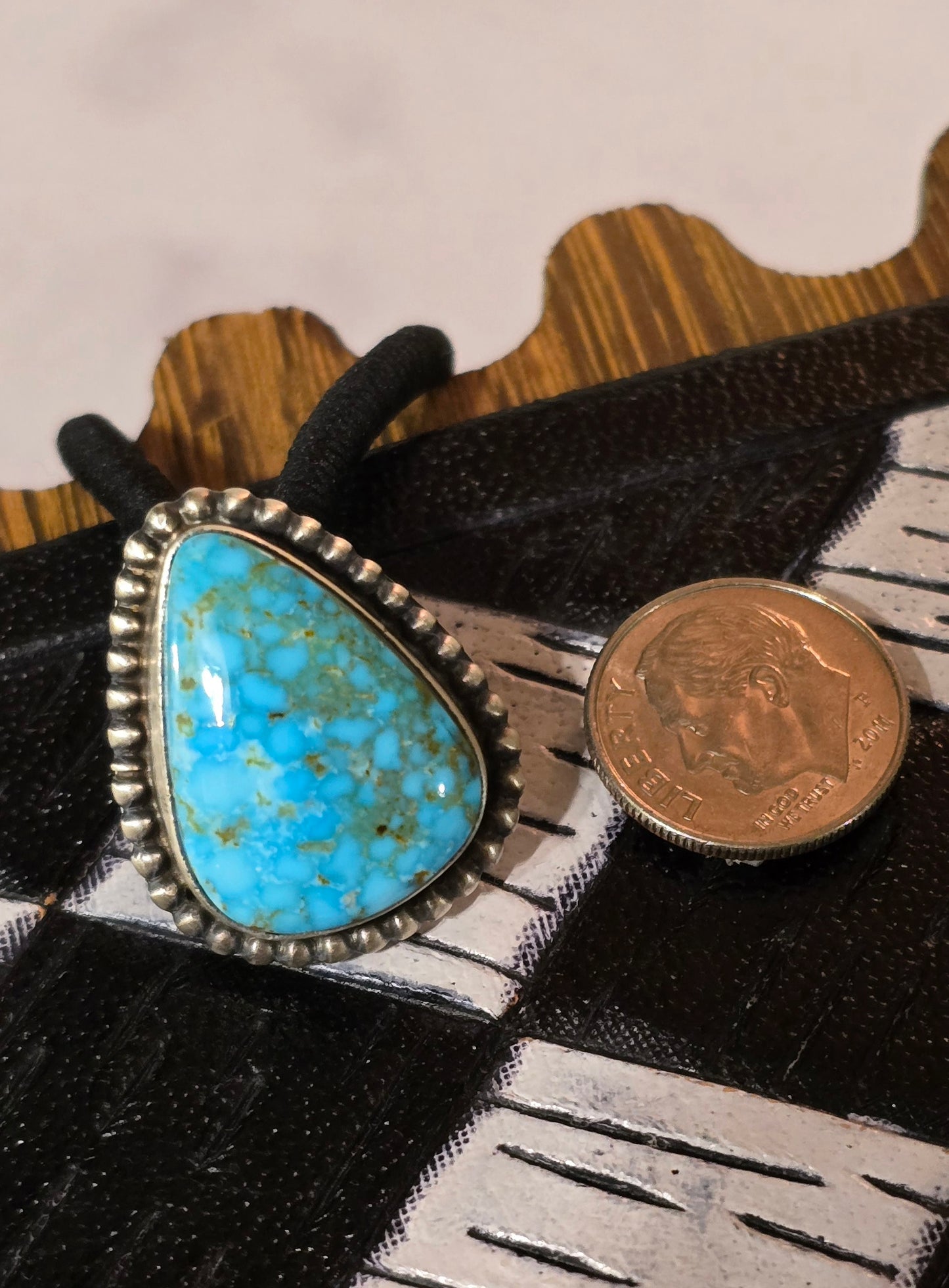 Kingman Turquoise and Sterling Hair Tie