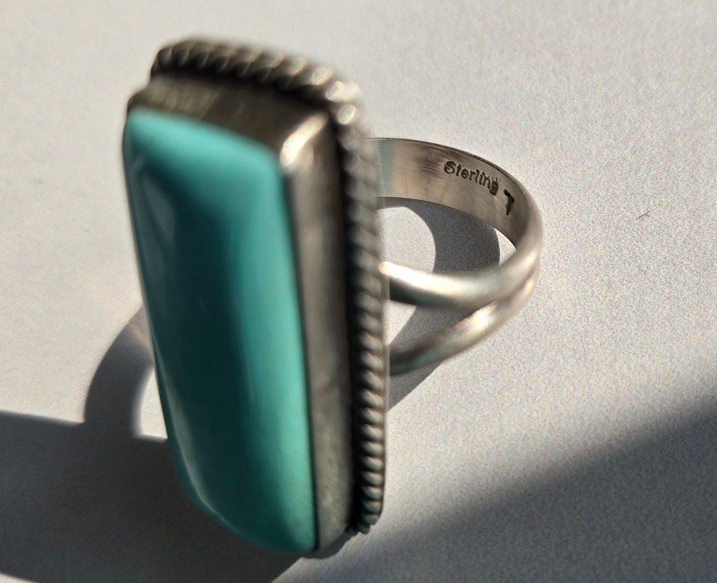 Kingman Turquoise and Sterling Adjustable Ring