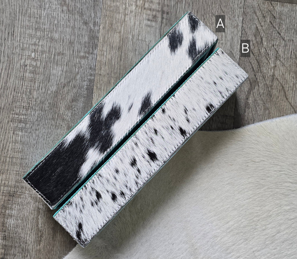 Black & White Hide & Leather (Bottom) Ring Holder