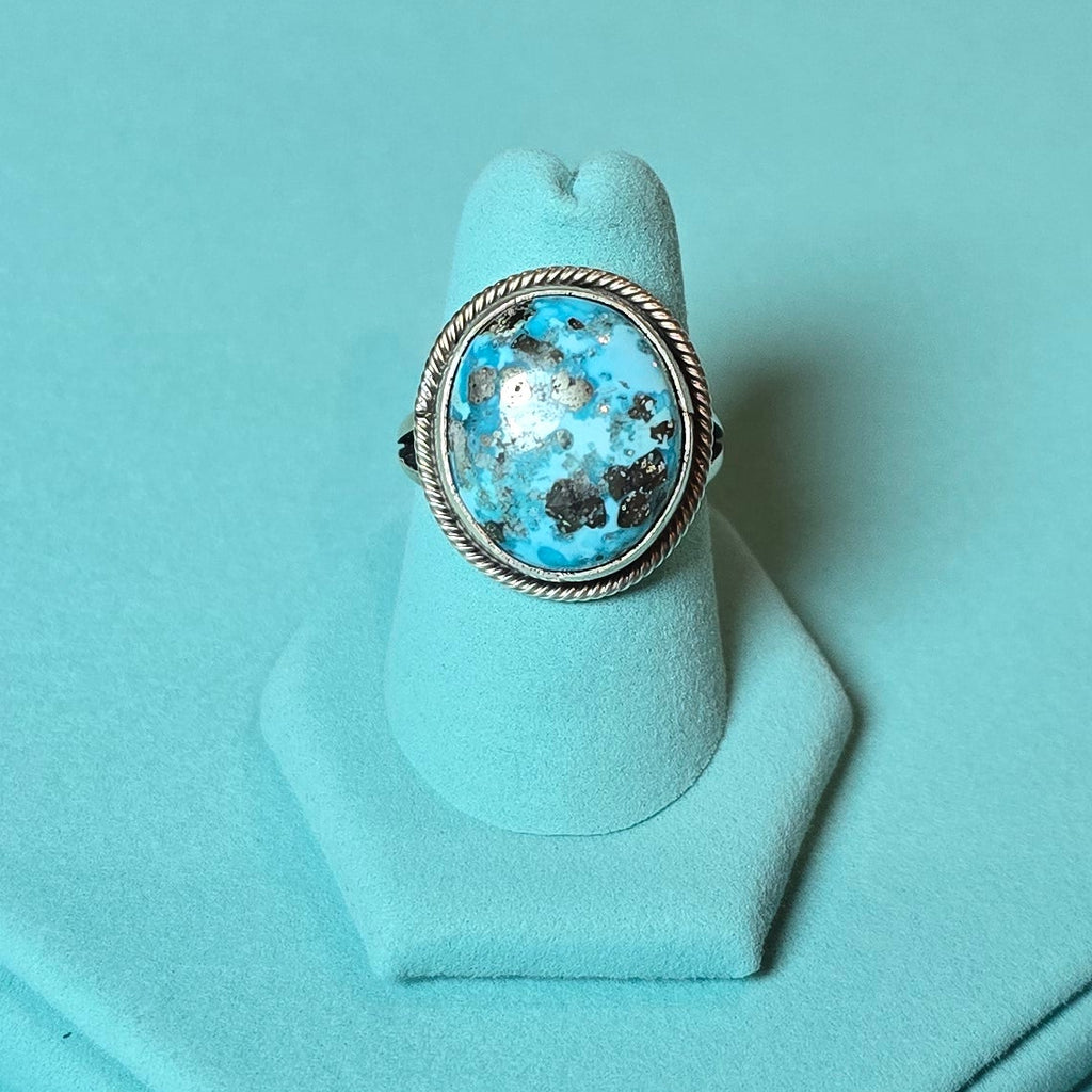 Scott Skeets Kingman Turquoise & Sterling Ring Size 7.25
