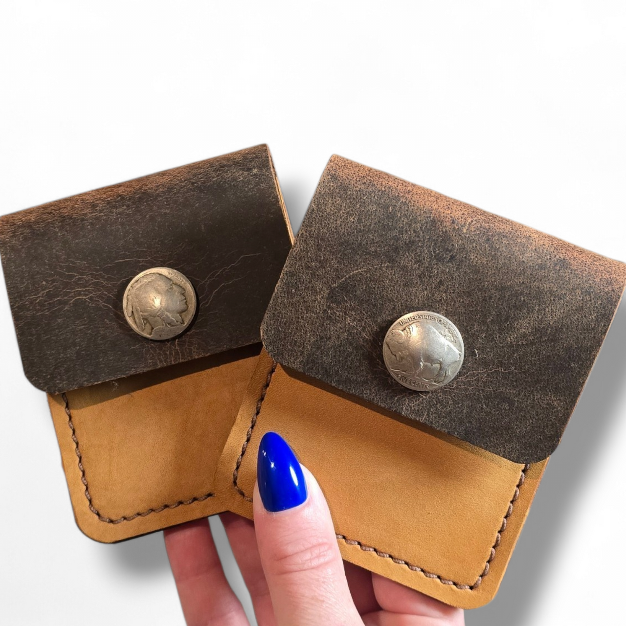 Genuine Leather & Genuine Head or Buffalo Nickel Credit/Money Wallet