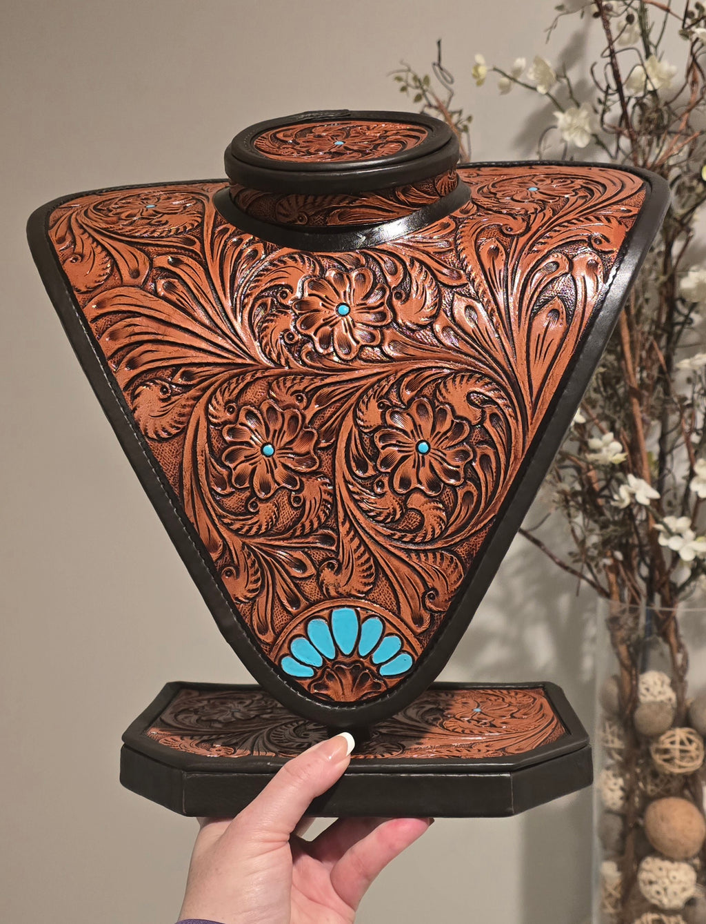 Genuine Leather Necklace Display