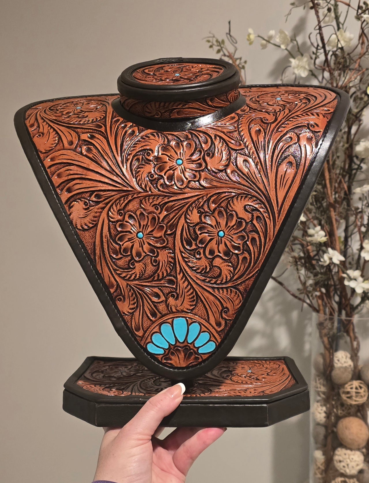 Genuine Leather Necklace Display