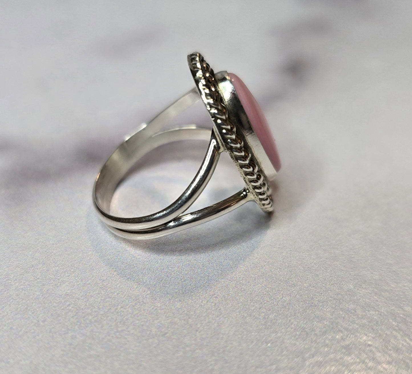 Pink Conch and Sterling Size 6.25