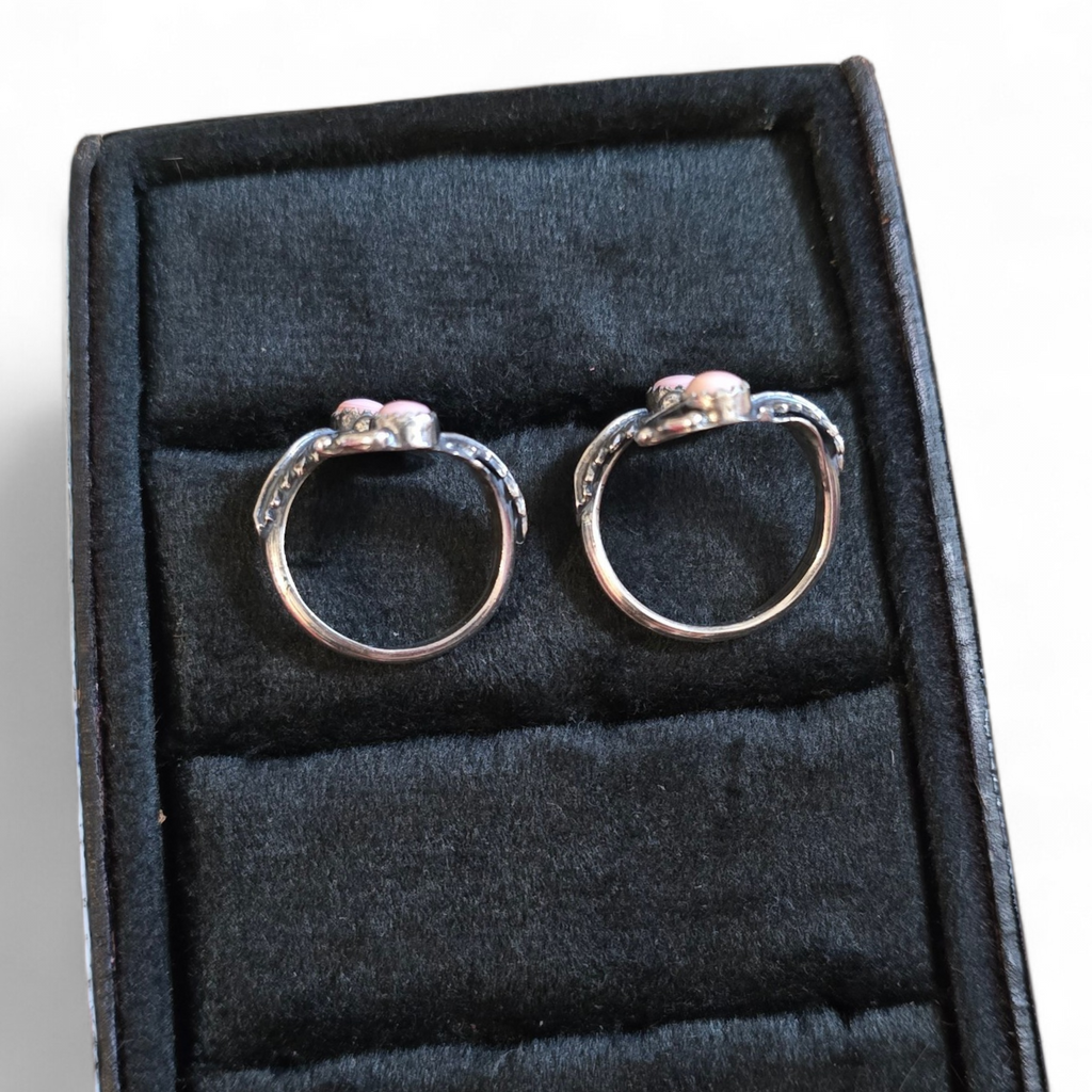 Pink Conch & Sterling Adjustable Rings