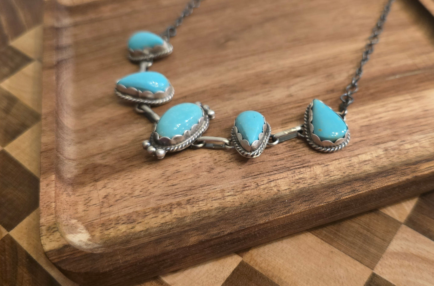 Blue Glacier Turquoise and Sterling Choker