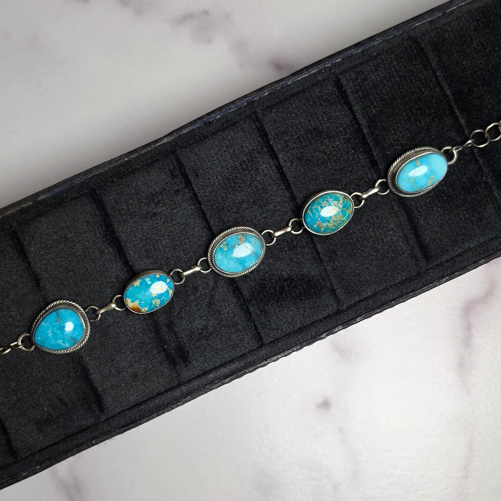 Native Made Mixed Turquoise & Sterling Choker 15 inches