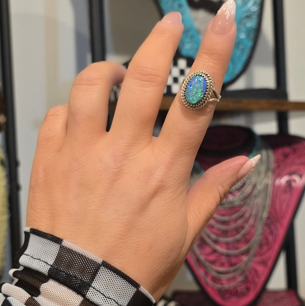 Lilac Opal & Sterling Ring